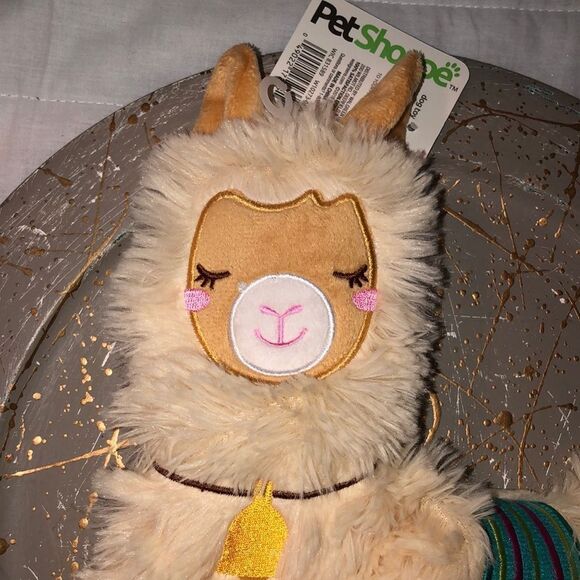 PetShoppe Ivory Green TanβGold Llama Squeaker Mat Dog Toy - Picture 4 of 11